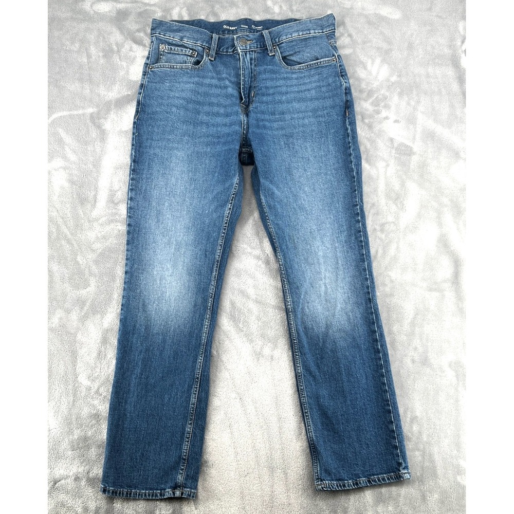 Old Navy Straight Leg Jeans Mens 33x30 Blue Excellent Built-In Flex Denim